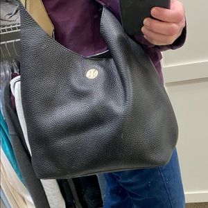 Tory Burch Black Pebbled Leather Tote Bag